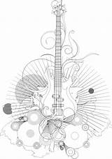 Guitar Coloring Adult Pages Colouring Blanco Designs Pvc Rule Slide Projects sketch template