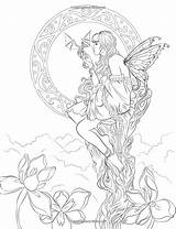 Coloring Pages Mythical Elf Fantasy Dragon Creatures Mystical Printable Fairy Adults Adult Colouring Fenech Girl Detailed Fairies Selina Magical Cute sketch template