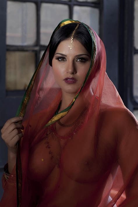 busty solo girl sunny leone models solo in see thru indian attire