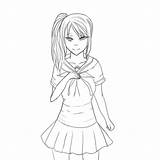 Yandere Chan Coloring Pages Lineart Sketch Template sketch template