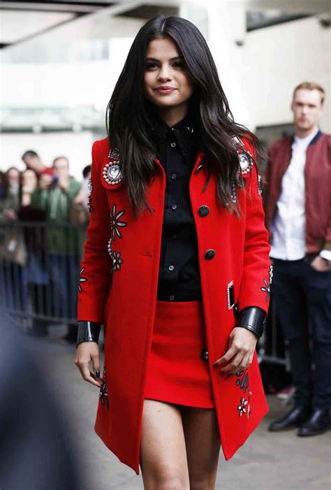 Selena Gomez Detailed Red Knee Coat Movie Leather Jackets