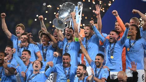 manchester city win  champions league trophy daily info