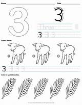 Number Preschool Worksheet Kindergarten Coloring Worksheets Catholic Three Sheep Thecatholickid Pages Count Branches Palm Color Mls Cnt sketch template