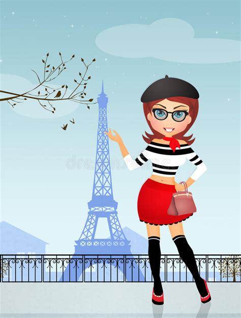 french girl in paris stock illustration illustration of eiffel 79363541