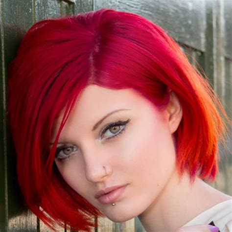 red beuty human hair blend wig dyed red hair short hair color red