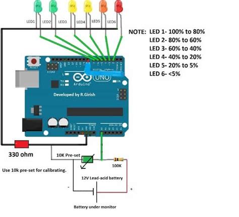 battery level indicator circuit  arduino