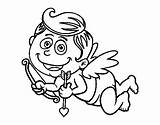 Cupido Colorare Contento Sonriendo Contente Disegni Valentin Acolore Valentim sketch template