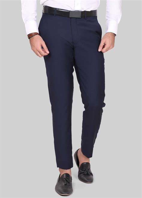 buy edenrobe cotton formal pants  men navy blue edmfp