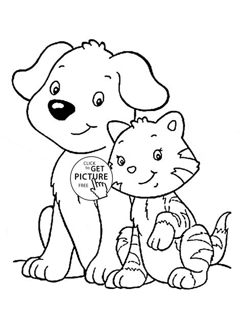 printable dog  cat coloring pages