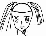 Pigtails Coloring Face Girl Coloringcrew sketch template