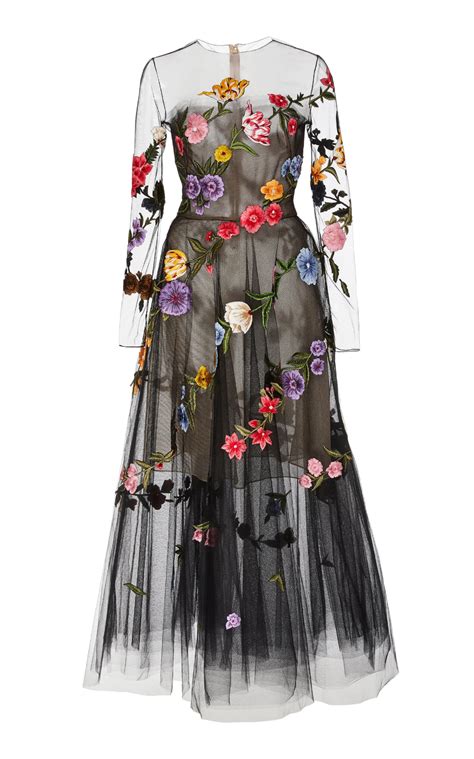 floral embroidered tulle dress by oscar de la renta moda operandi