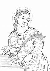 Coloring Pages Agnes Saint Catholic St Other Religious sketch template