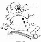Snowman Sledding Coloring Pages Cartoon Vector Outline Graphic Vecto Rs sketch template