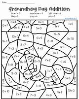 Math Groundhog Color Ela Code Worksheets Subject Kids Grade sketch template