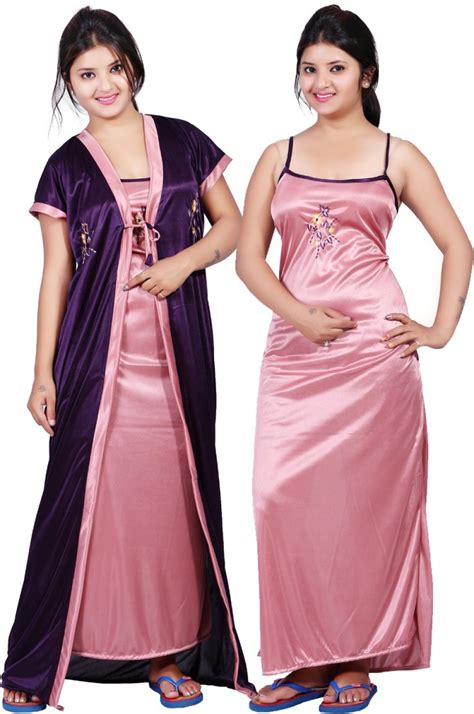 mahaarani women s nighty with robe buy purple mahaarani
