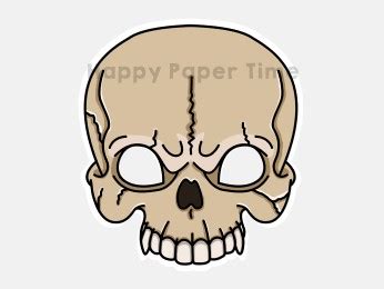 skull mask printable halloween kids craft template happy paper time