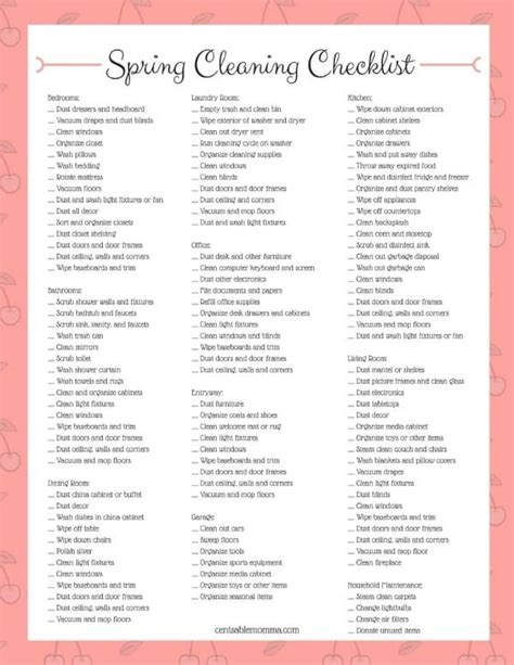 spring cleaning checklist printable spring cleaning checklist