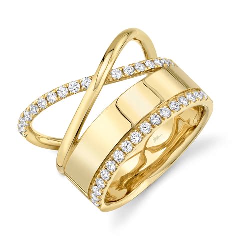 yellow gold diamond polished crossover ring maurices jewelers