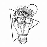 Lightbulb Disegno Pencil Matita Lampadina Girasole Tattoo Vase Archzine 1001 Bouquet Fiore Lampada Sunflowers Triangolo Stampare Desenhar Lapiz Triangle Semplici sketch template