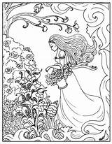 Coloring Pages Nouveau Girl Flower Surrealism Teens Adult Printable Intermediate Color Lady Adults Book Teen Deco Kids Sheets Getcolorings Print sketch template