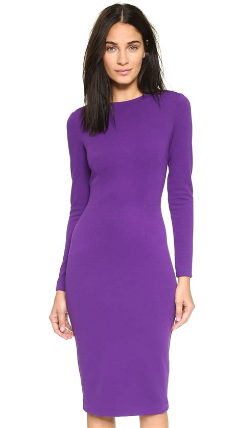 lyst 5th and mercer long sleeve dress purple in purple