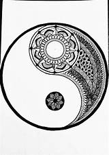 Zentangle Chakra Symboles Doodle Zendoodle Ying Yingyang sketch template