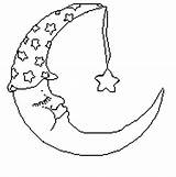 Lune Maan Sterren Zon Coloriages Stelle Croissant Bonnet Dibujo Kleurplaten Etoiles sketch template