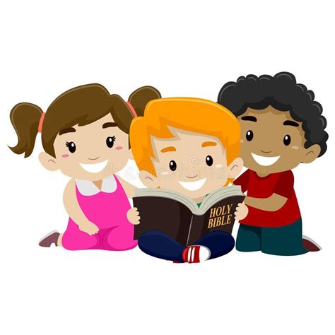 children reading bible vector illustration  children reading bible