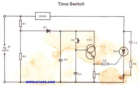 electronic circuit diagram showing  time switch   current voltage