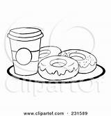 Coloring Donuts Plate Coffee Outline Cup Royalty Illustration Kreme Krispy Clipart Toon Hit Doughnuts Rf Pages Breakfast Illustrations Template Clipartof sketch template
