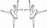 Ballerina Coloring Pages Girl Twin Ballet sketch template