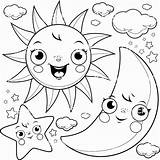 Moon Sun Coloring Pages Stars Palette Da Half Adults Star Meet Illustrations Rainbow Printable Worksheets Getcolorings Paint Illustration Color Kids sketch template