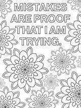 Coloring Pages Quotes Mandala Printable Quote Color Positive Mindset Inspirational Growth Kids Adult Adults Sheets Motivational Simple Pdf Etsy Choose sketch template