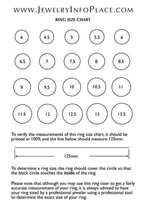 ring size chart   measure ring size  printable ring sizer