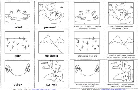 landform cards   geography worksheets homeschool social