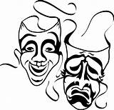 Mask Masks Clipart Theatre Drama Comedy Tragedy Theater Draw Coloring Clip Faces Drawing Greek Cliparts Vector Hamlet Pages Acting Dinner sketch template