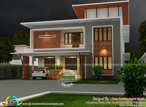 sq ft fusion flat roof house plan kerala home design  floor plans