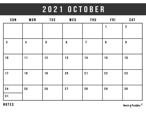 october  calendars  styles world  printables