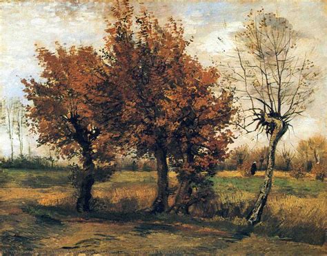 riproduzioni  belle arti autunno paesaggio  quattro alberi