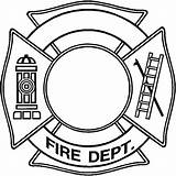 Template Fire Hat Coloring Maltese Cross Department Firefighter Fireman Printable Blank Clip Badge Drawing Pages Clipart Hydrant Flames Truck Line sketch template