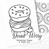 Coloring Donut Pages Worry Printable Adult Donuts Etsy Template sketch template