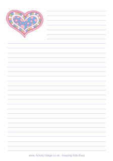 heart writing paper printable lined paper  planner decopage