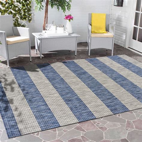 lr home patio catalina coastal blue gray  striped indooroutdoor area rug walmartcom