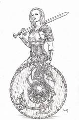 Viking Warrior Drawing Drawings Tattoo Celtic Warriors Fantasy Sketches Yngvild Mitchfoust Choose Board sketch template