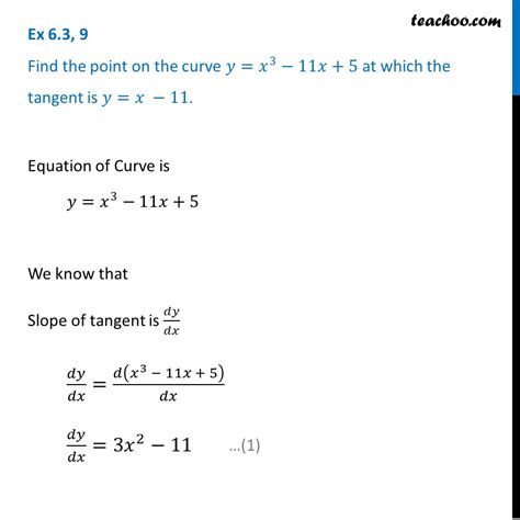 Question 9 Find Point On Y X3 11x 5 At Which Tangent