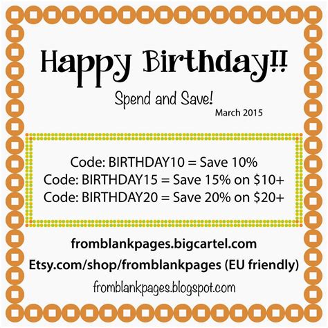 blank pages happy birthday coupons