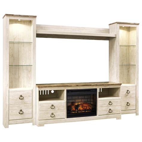 willowton entertainment center with fireplace insert