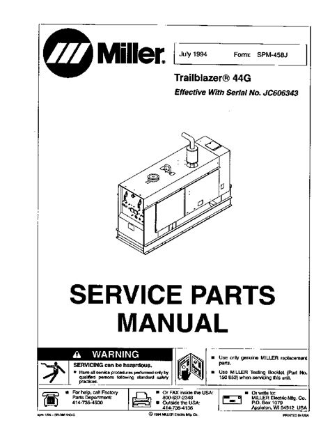 miller trailblazer  diesel manual