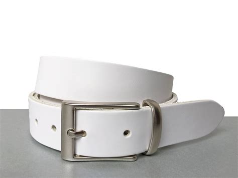 mens white leather belt