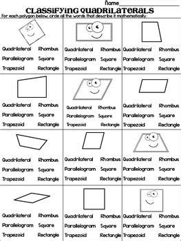 classifying quadrilaterals quadrilateral quest game and practice sheet